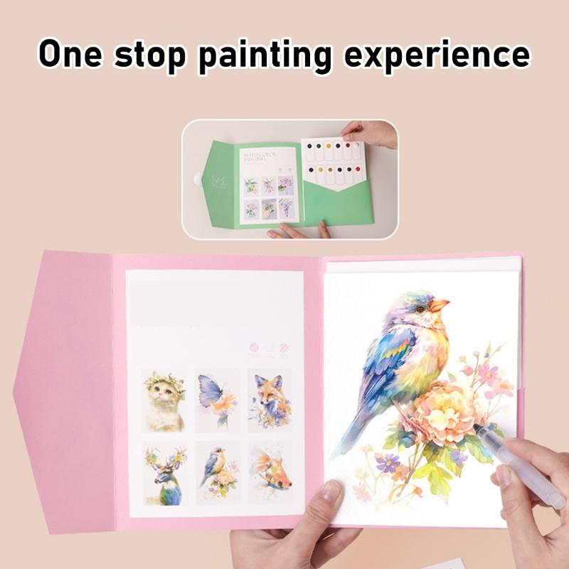 Watercolor Painting Set Coloring Book Dipping Pen Coloring Pigments Watercolor Pigments Drawing Supplies for Students