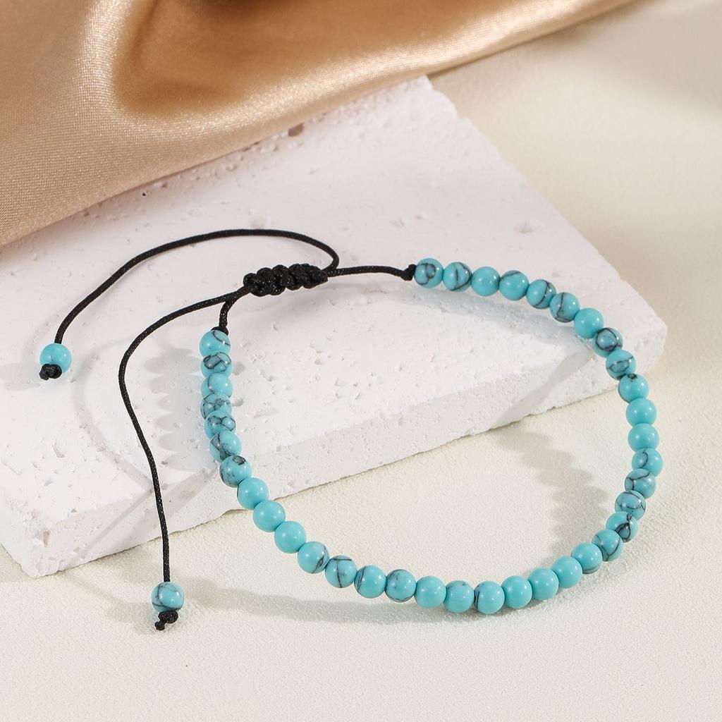 4mm Mini Energy Gemstone Bracelets Natural Stone Beaded Strand Light blue turquoise Bracelet