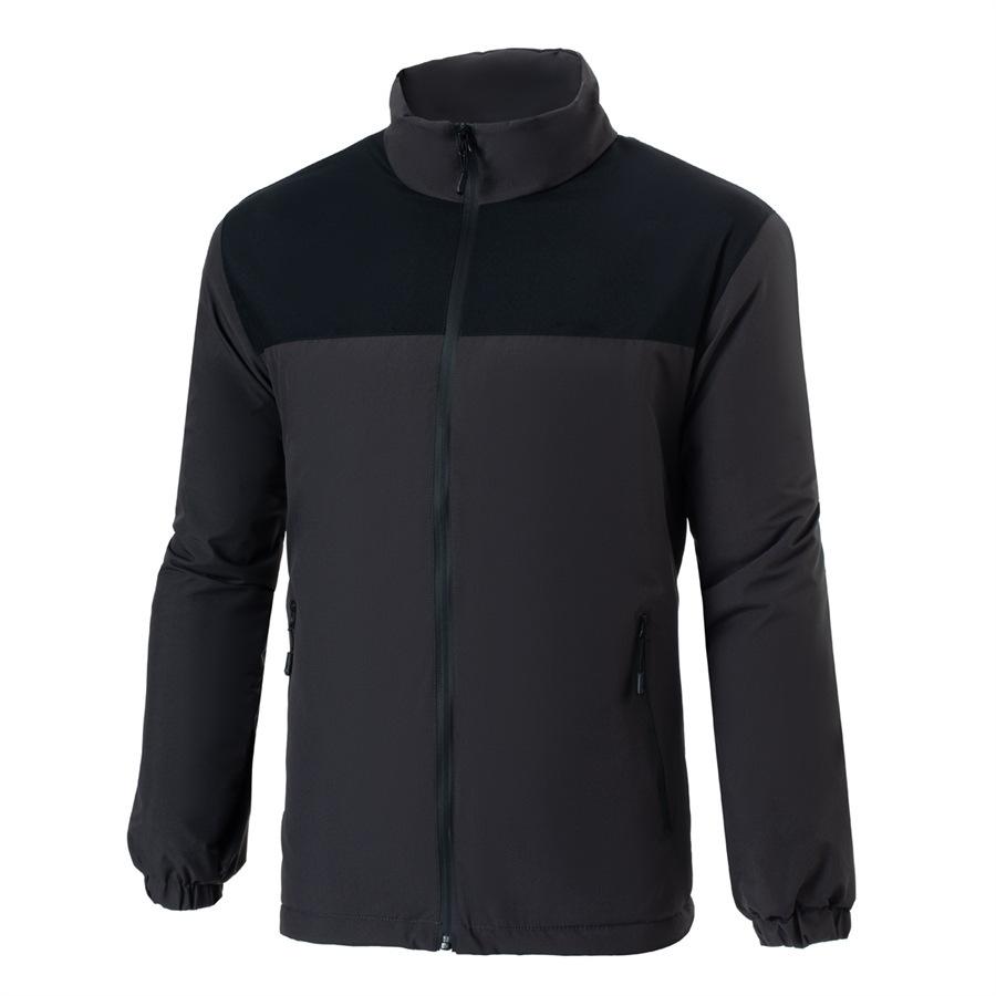 Men S Thick Fleece Lined Stand Collar Color Block Casual Jacket