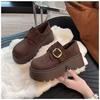Muffin platform Birkenstocks autumn and winter new heightening shoes fleece warm small matte leather cotton shoes
