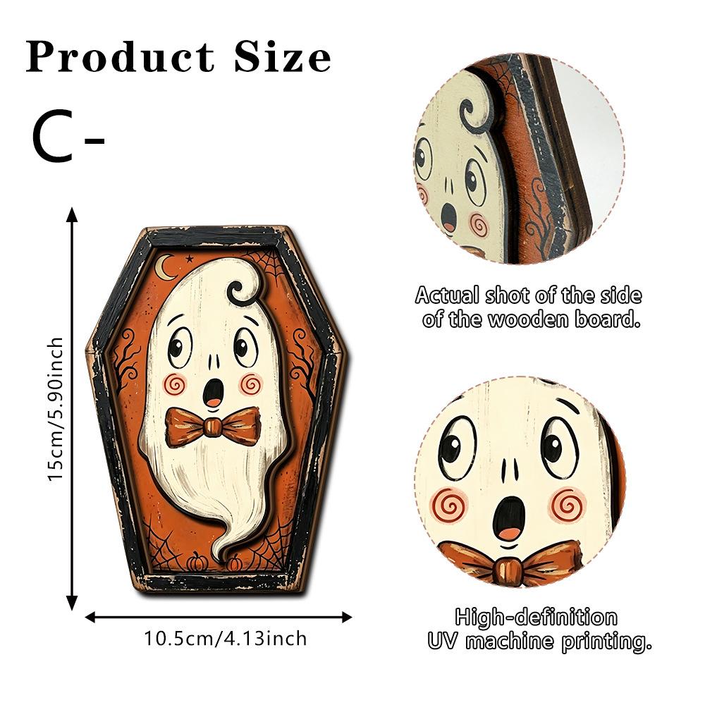 Halloween Wooden Figurine Spooky Party Scene Decor Tabletop Home Gift Craft Ornament
