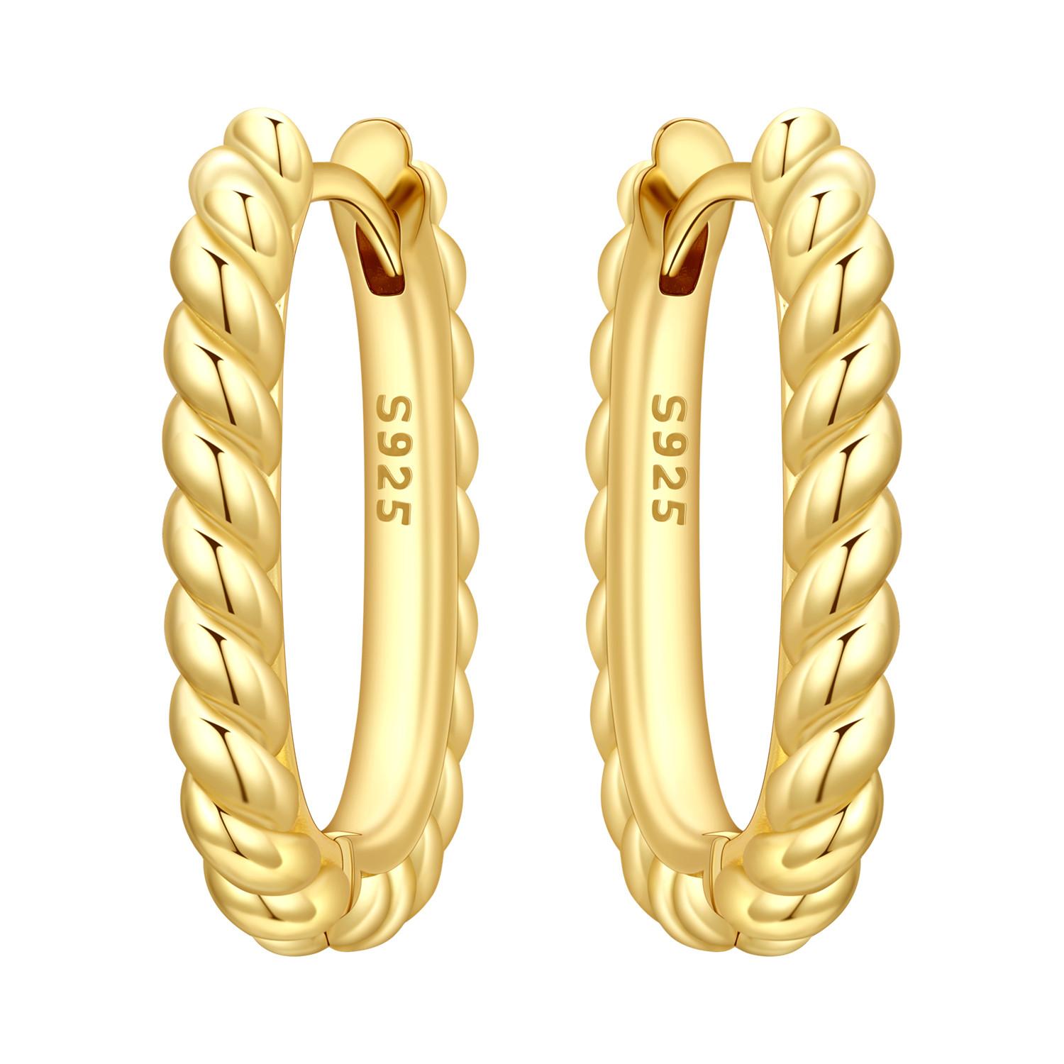 

Original 925 Sterling 18K Gold Twisted U-shaped Earrings Women Hoop Earring Anniversary Jewelry Trendy Gifts