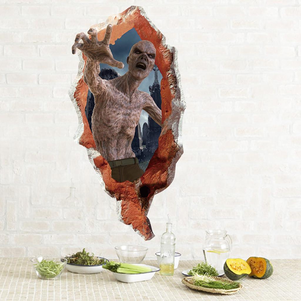 

Новые наклейки на стену с изображением зомби на Хэллоуин, 3d наклейки на сломанную стену, наклейки на стену на Хэллоуин