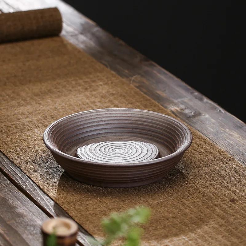 

Retro Coarse Pottery Water Storage Tea Tray Chinese Zen Ceramic Pot Bearing Dry Tea Table Teaware Trays Chinese Tea Accessories
