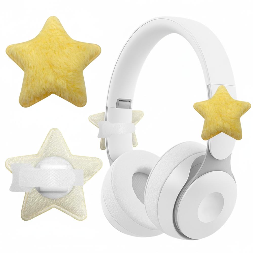 

2 Pack Creative Stars Shape Headphone Decorations 3D Adjustable Headset Attachment DIY Detachable Earphone Charms Girls жовтий