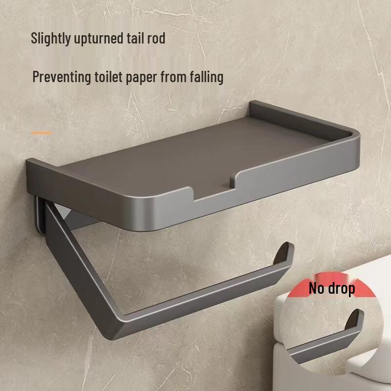 Wall-Mounted Tissue Holder with Phone Shelf