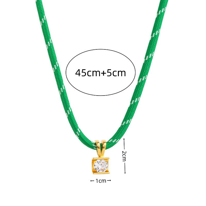 Dopamine Woven Color Rope Zircon Necklace For Women Personalized Retro Style Jewelry Gifts