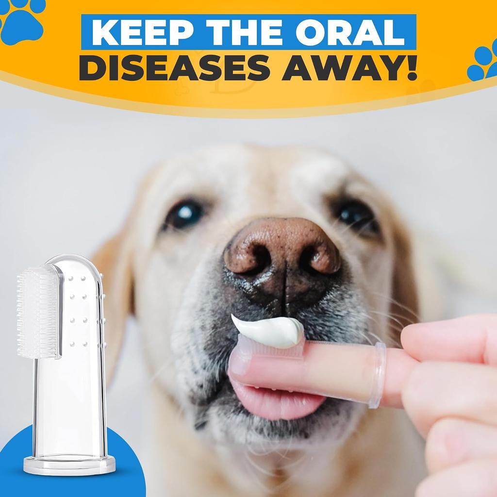 Dog Toothbrush Kit with Travel Cases – Silicone Finger Toothbrushes for Dogs & Cats – Pet Dental Care, Dog Teeth Cleaning, Fresh Breath