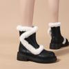 Winter Round Toe Chunky Snow Boots for Women Leather Plush Footwear Trend 2025 Padded Booties Goth Furry New In Woman Shoes Sale