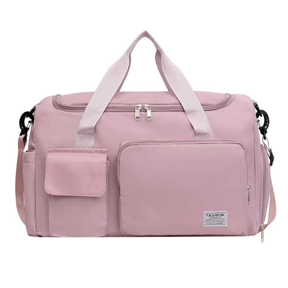 

Large Capacity Carry on Travel Bag Waterproof Two-Way Zipper Sports Shoulder Bags Wet Dry Separation Shoe Compartment светло-розовый