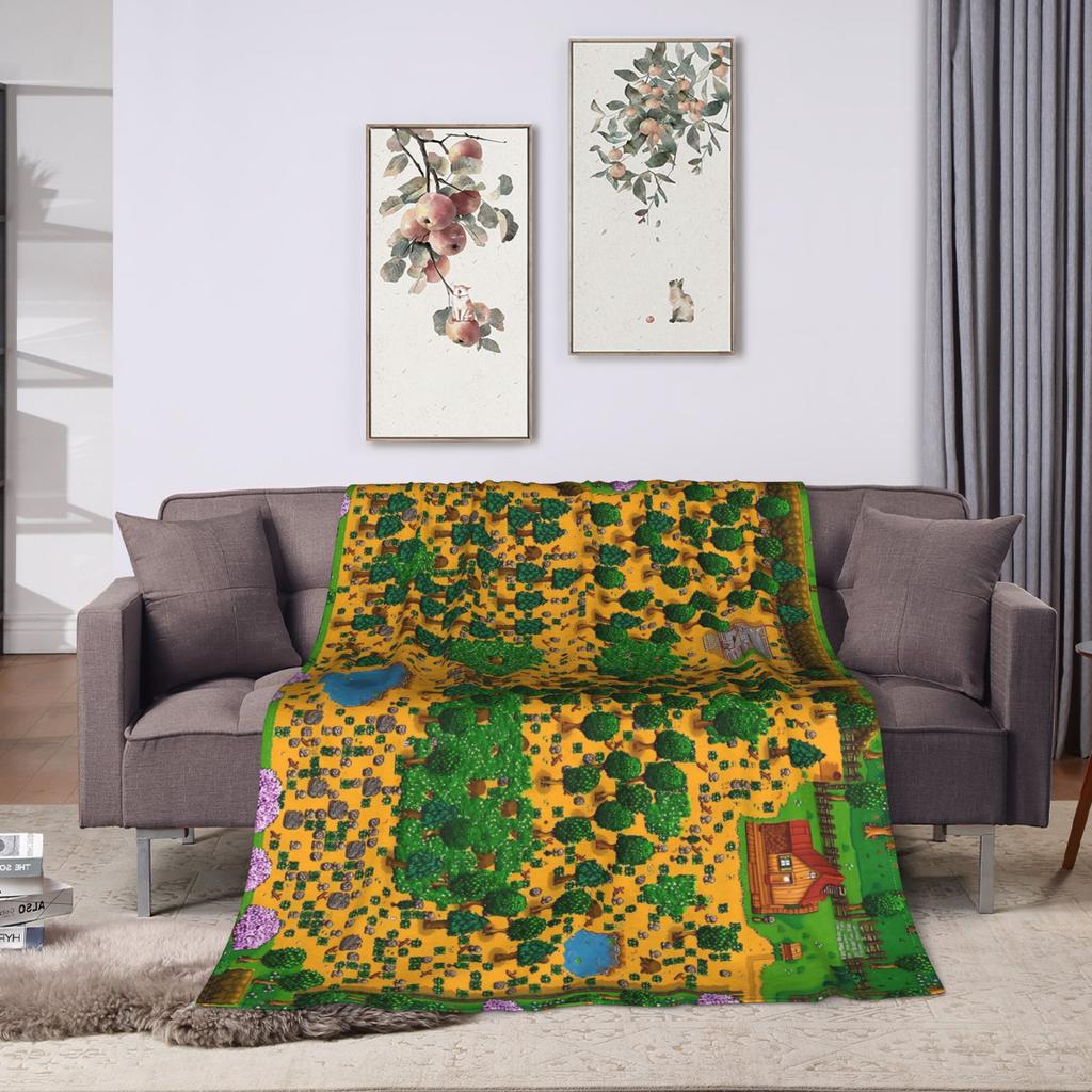 The best Stardew Valley farm-Flannel Blanket  Soft Durable Throw Blanket for Living Room Travel Pattern Bedspread Sofa Bed Cover