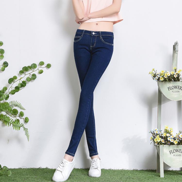 

Женские джинсы скинни с низкой посадкой на флисовой подкладке: Эластичные, облегающие укороченные брюки-карандаш 27 (90-100 jin) 2 chi