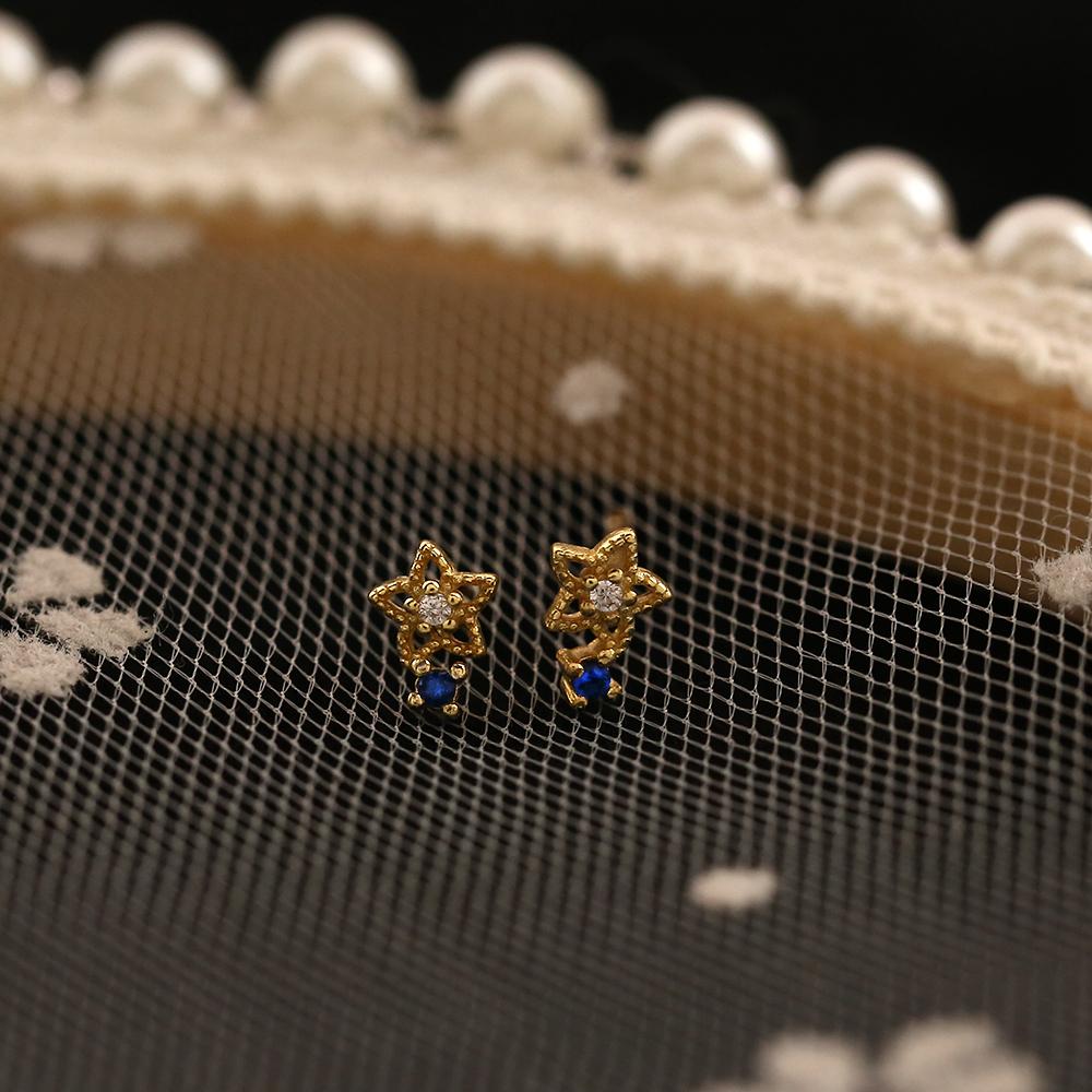 925 Sterling Silver French Simple Hollow Star Stud Earrings Women Light Luxury Temperament Wedding Jewelry Gift
