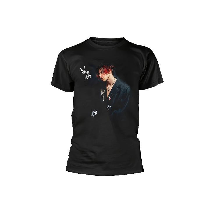 1pc 2026 New Yungblud O-O Official Merchandise Men S Black T-Shirt with Yungblud Face And Signature Tattoo Graphic Print All Sizes S 5XL, Casual S чёрный
