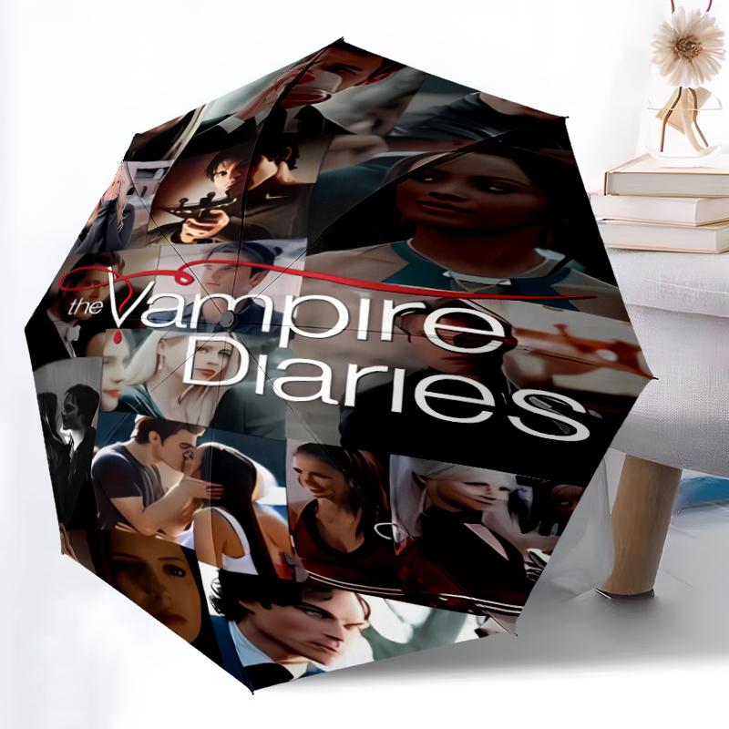 Printed The Vampire Diaries Folding Umbrella,Outdoor,Leisure,And Travel Umbrella,Durable Umbrella Fabric,Birthday And Holiday Gift