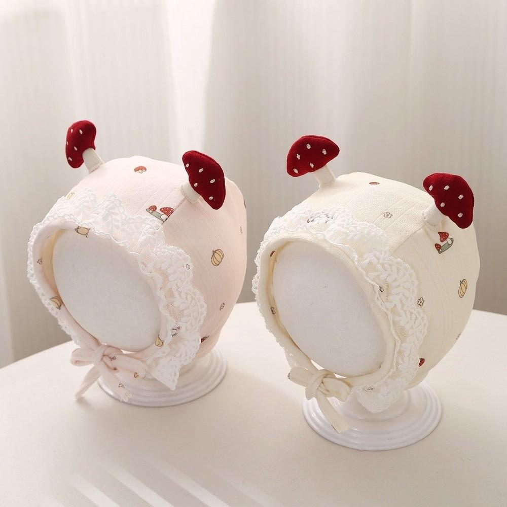 Lace Trim Baby Earflap Hat Windproof Mushroom Lace Hat Infant Winter Cap  Newborn Photo Shoot Baby