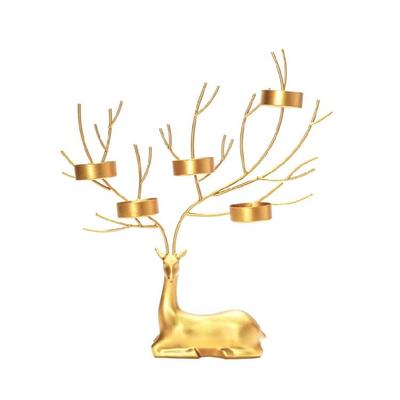 Iron Deer Candle Holder Christmas Decors Metal Wedding Candlesticks for Desk