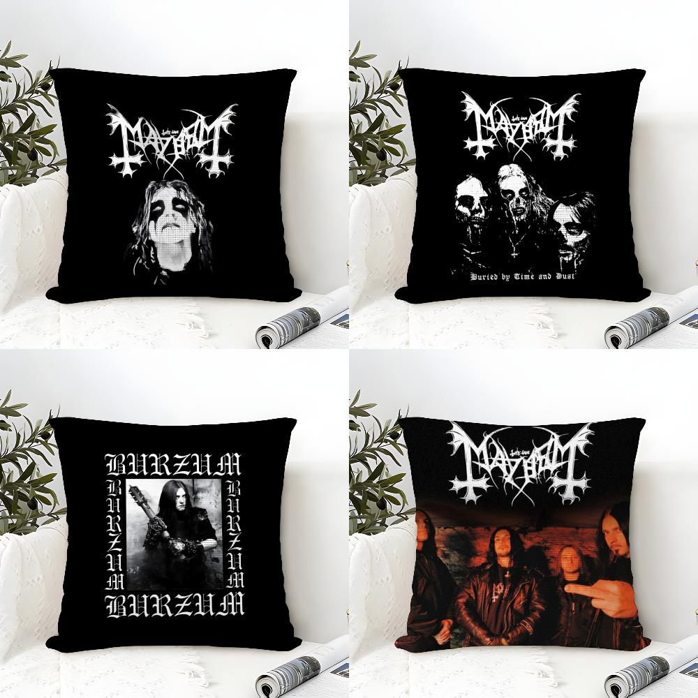MMayhem Band Cushion Cover Eco Linen Pillow Case DoubleSided Print Breathable Durable Zipper Home Decor Gift