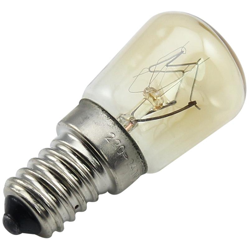 25W High-Heat 300°C Yellow Oven Light Bulb, Tungsten Filament, E14 Screw Base