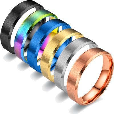 Simple 6mm Men Rings Titanium Stainless Steel Rings For Men Women Matte Brushed Wedding Engagement Band Ring Unisex Jewelry Gift