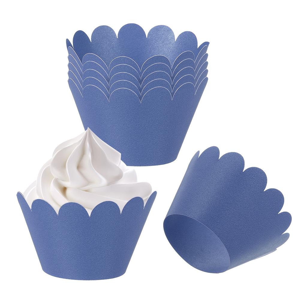 50pcs Baking Cupcake Wrapper Wraps Cake Box Baking Cups Standard Wave Decoration for Anniversary Birthday Weddings Parties