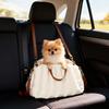Small Dog Car Seat with Leash and Non-Slip Base, Convertible to Pet Bag, Cream