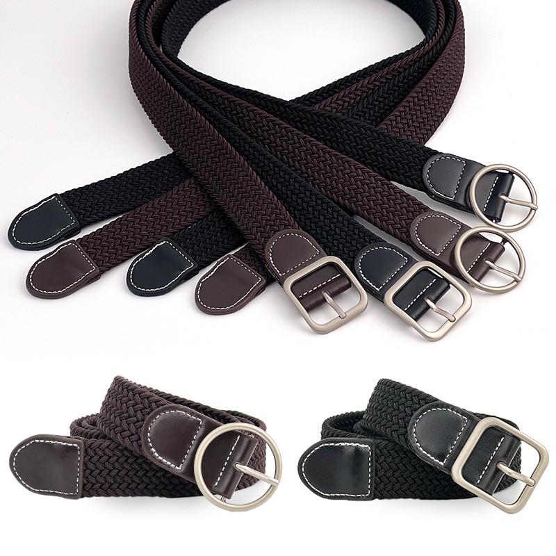 Weave Casual Elastic Waistband With No Drilling Design For Office Fashion