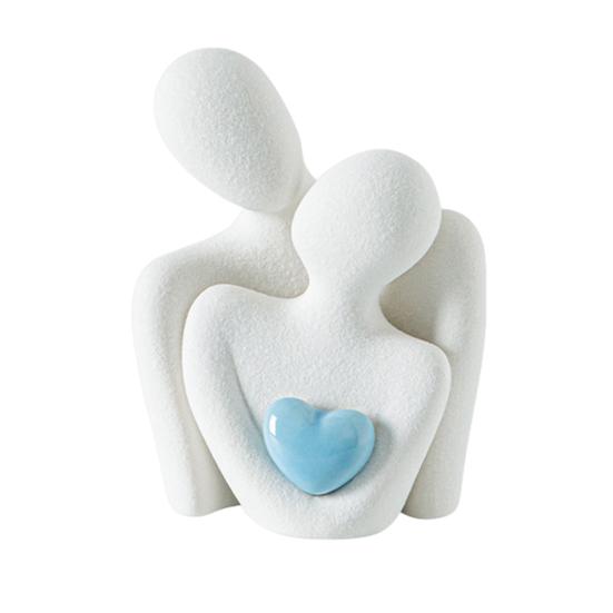 Estatua de Pareja de Cerámica Abrazándose Amor Escultura Mini de Pareja Abrazándose Figurilla de Amantes Románticos Decoración de Estante para Soporte de TV para Aniversario de Boda Regalo de San Valentín