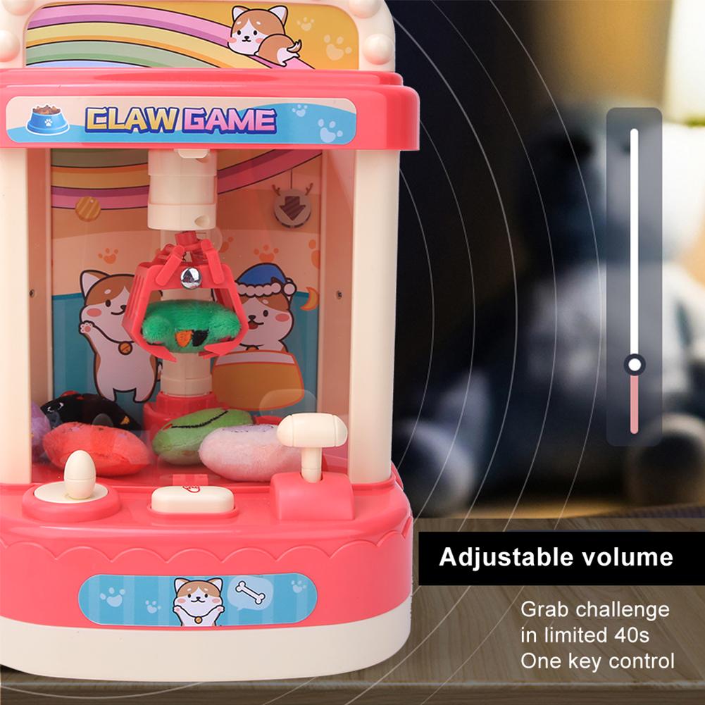 Mini Doll Grabber Game Machine Parent Child Interaction Toy with Light Music(Pink )