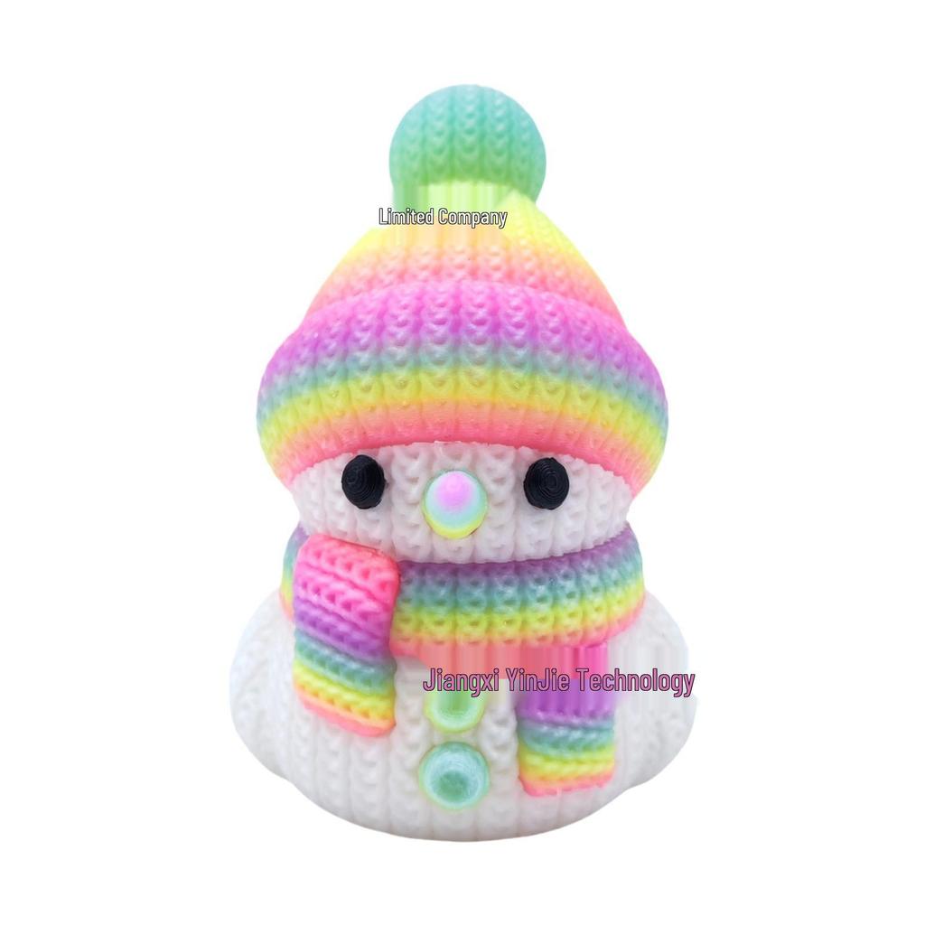 Luminous 3D Printed Knit Snowman Ornament Doll