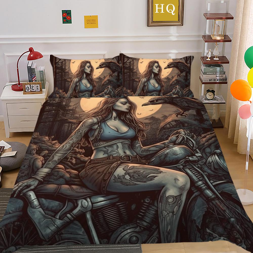 3D Beauty Skull Druck Bettwäsche Twin Size Polyester Tagesdecken Teen Design Mode Heimtextilien