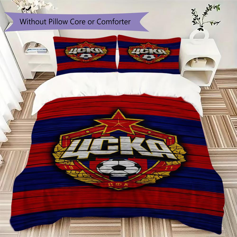 PFC CSKA Sofia Pattern Bedding uilt Set uilt Cover Pillowcase Home Decoration Birthday Gift (1 * duvet cover + 2 * pillowcase without core)