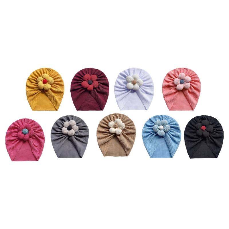 Nursery Hospital Turban Hat for 0-2 Years Baby Girls Infants Baby Beanie Cap Headwrap with Big Flower Soft Bonnet Cap