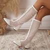 Summer Cool Boots Women's Shoes Hollow Net Boots High Cool Boots Low Heel Strap Breathable Large Size