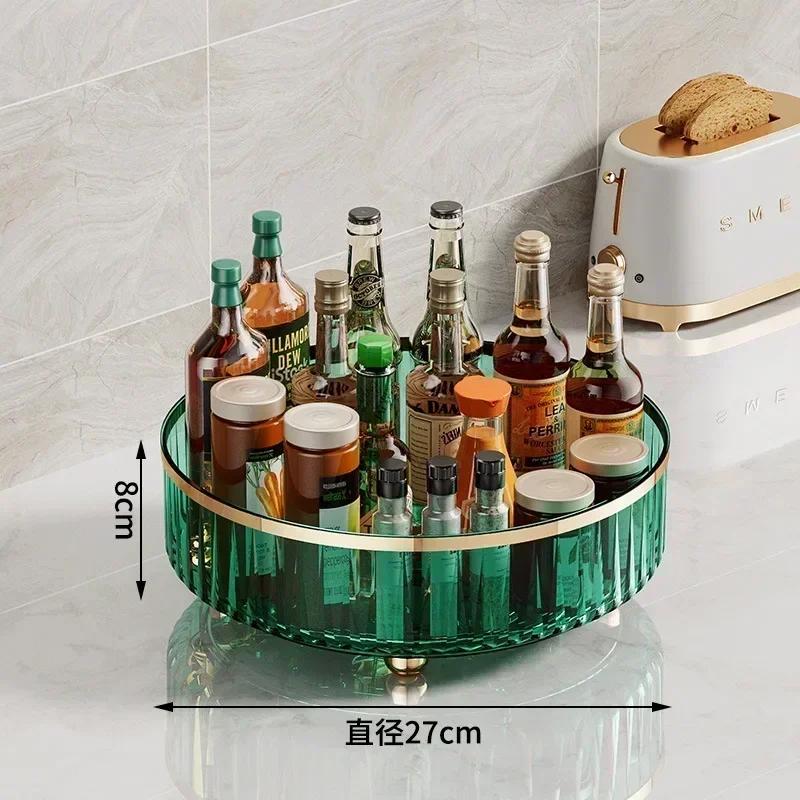 New 360 Rotating Tray Spice Rack Pantry Cabinet Turntable with Base Storage Bin Kitchen Organizer Cosmetic Storage Box cocina