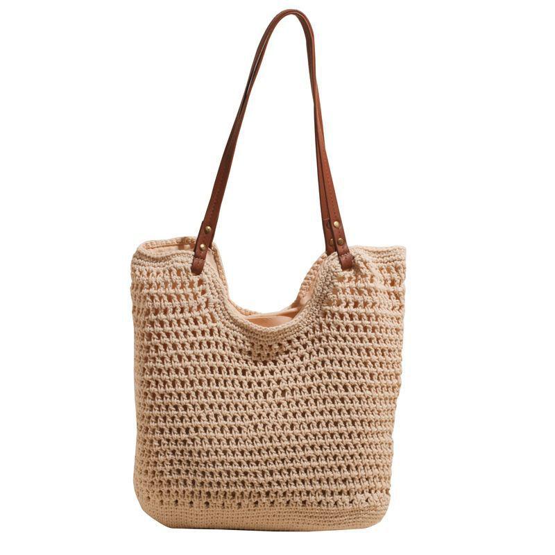 

2025 Women s Hand-Knitted Lazy Style Large Beach Tote Bag