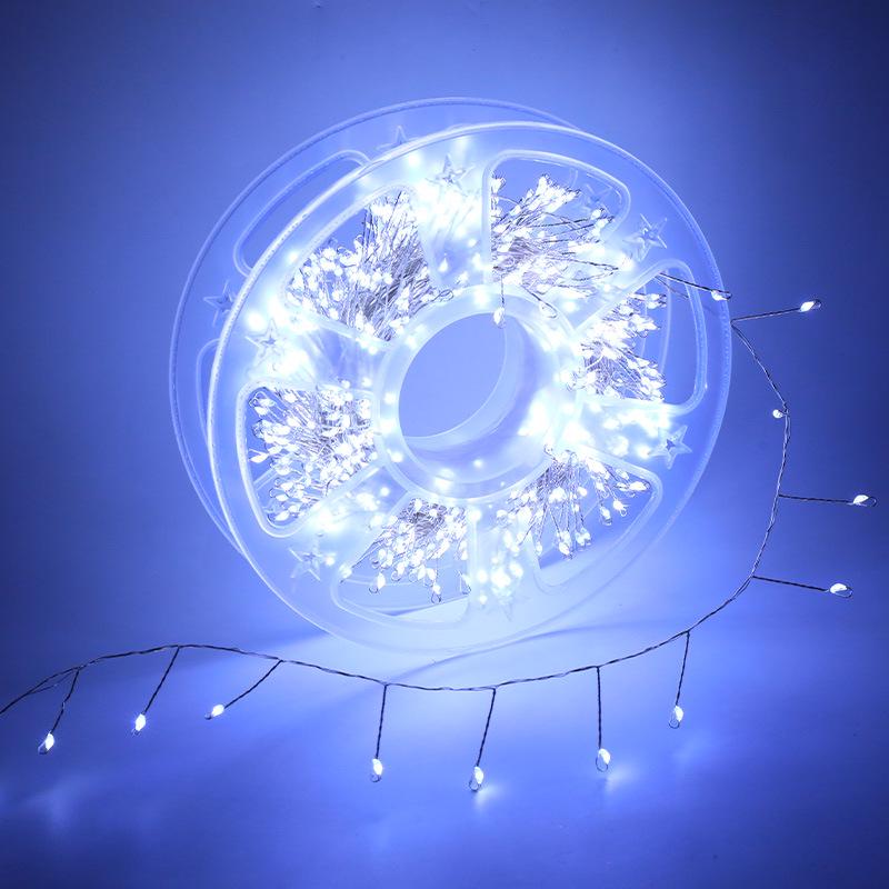 Трансграничные светодиодные рождественские гирлянды-петарды - Для помещений и улицы, Медная проволока, Ножки-многоножки, Праздничное украшение для двора, Цветные. 1.5m 50 Lights USB with Remote