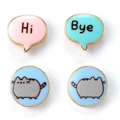 Pusheen the Cat "Hi , Bye" Stud Earrings Set