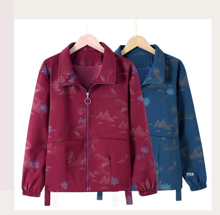 2026 Spring Lapel Zipper Jacket for Middle-aged and Elderly Women - Loose, Stylish, Elegant Top