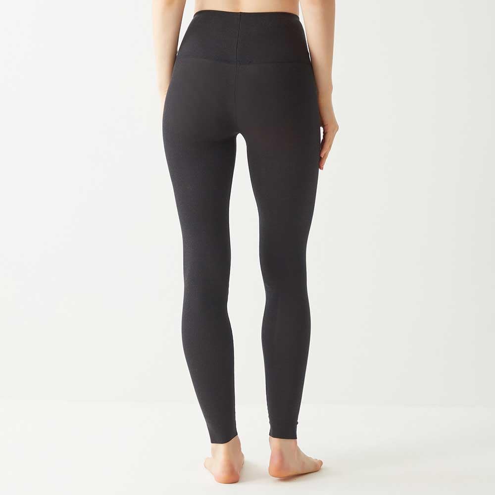 Gunze HOTMAGIC MH7861P Belly Warmer Cotton Fleece Long Black Women's Leggings, Blend, Lining, Moisture-Wicking, Heat-Generating, Length,