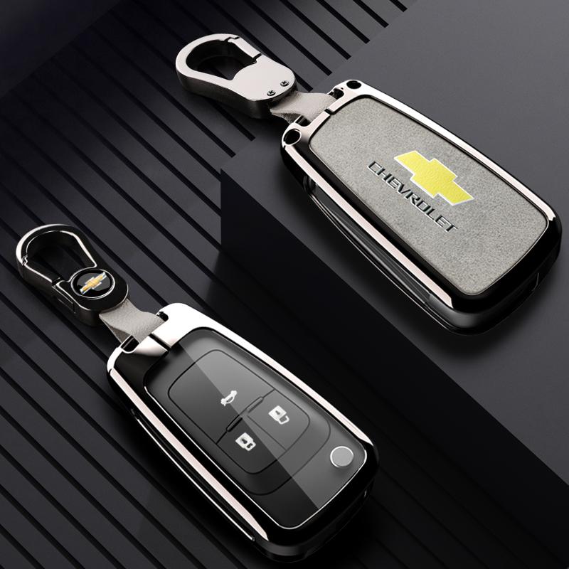 Alloy LeatherCar Key Case Cover for Chevrolet Onix Equino Orlando Cruze Spark Sonic Camaro Volt Bolt Trax Malibu Blazer Traverse