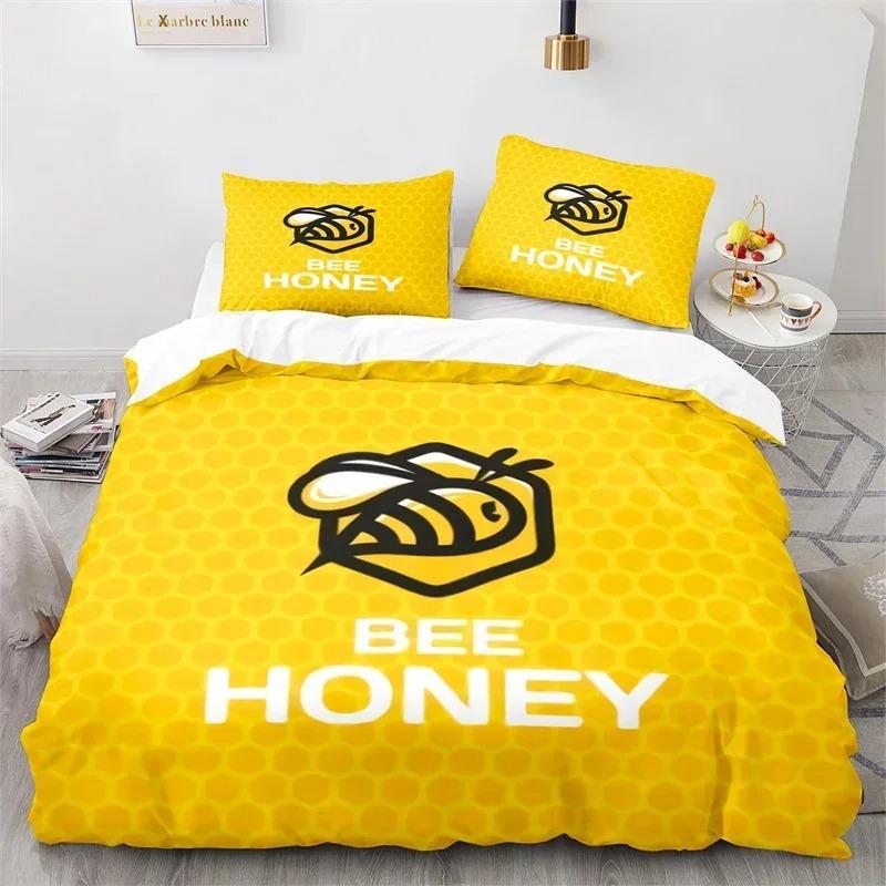 Comforter Cartoon Bee Insect Honeybee Bedding Set Microfiber Wild Animal Comforter King For Teens Boys Kawaii Home Decor