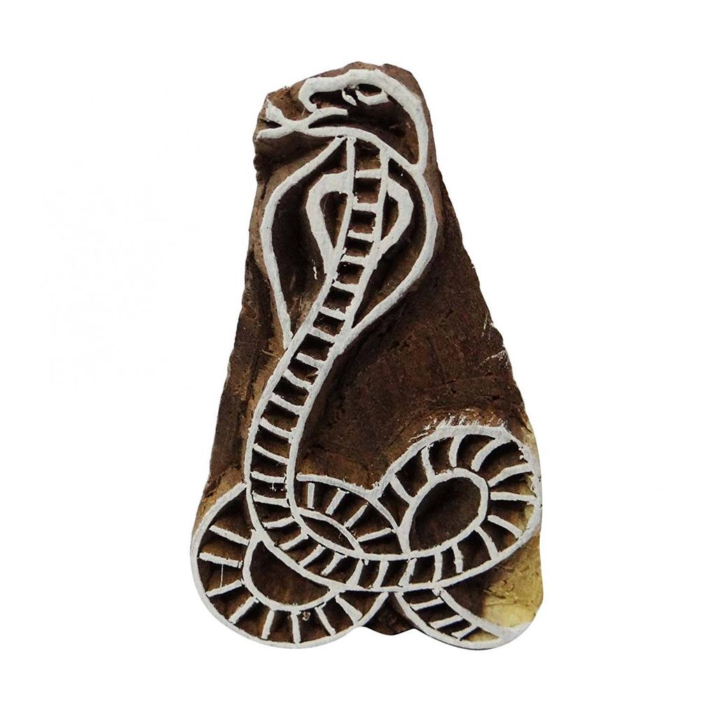 IBA Indianbeautifulart Ethnic Snake Pattern Textile Printing Fabric Wooden Block Decorative Stamp
