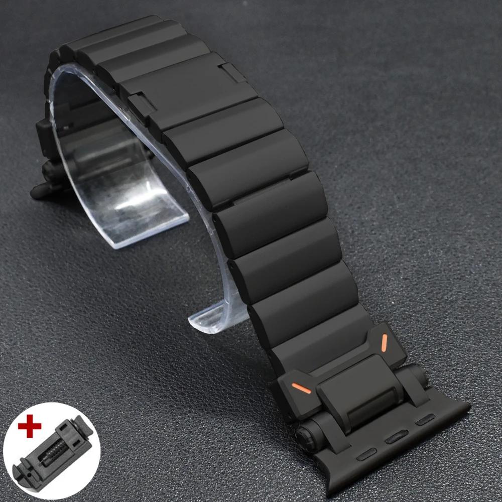 

Ultra Titanium Band For Apple Watch 49mm 45mm 44mm 42mm Luxury Magnetic Loop Strap For iWatch Series 9 8 7 Se 6 5 Link Bracelet for Apple Watch 49mm чорний