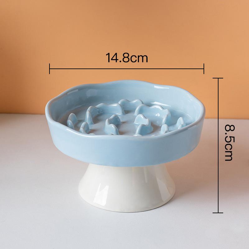 Pet Slow Feeder Bowl Ceramic Elevated Cat Bowl Protects Cervical Vertebrae Pet Supplies