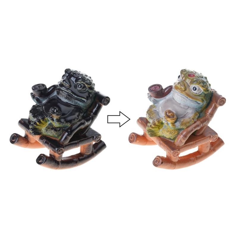 Resins Rocking Chair Frogs Teas Pet With Exquisites Craftsmanship Temperature Sensitive Color Changing For Home Decors