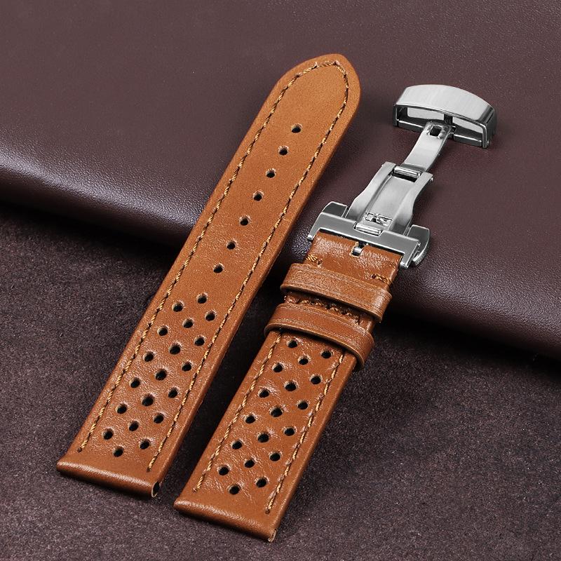 

Дышащие ремешки для часов из натуральной кожи Женские Мужские 5 цветов Ремешок 20мм 22мм 24мм Ремешок для умных часов Раскладывающаяся застежка 22mm