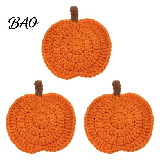 Durable Polyester Coasters Handmade Crochet Pumpkin Coasters, Soft Coffee Mats, Gift for Housewarming Autumn Themed Farmhouse Dining Accessories