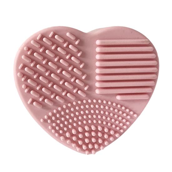 Silicone Sponge Makeup Brush Cleaner Portable Travel Heart Shape Foundation Brush Cleaning Mat Double Sided Cosmetic Brush Washing Pad