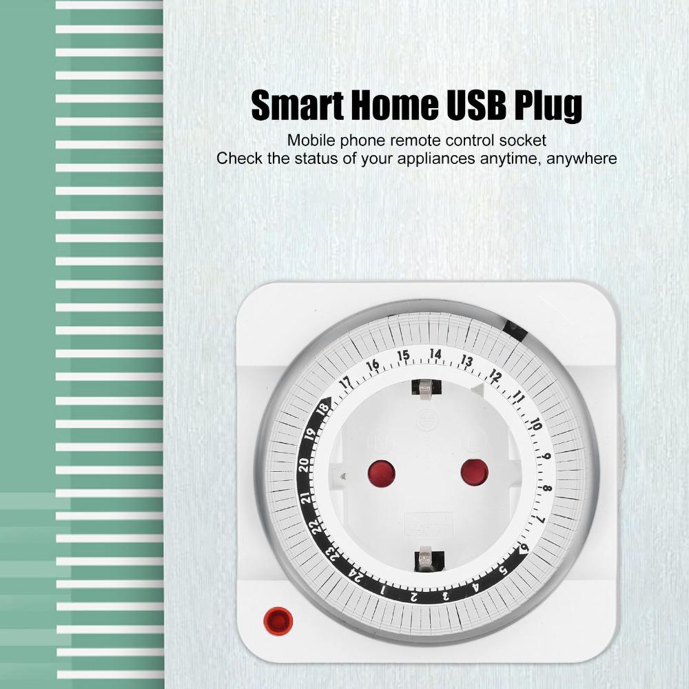 Sturdy EU 230V Timer Socket 7.8x7.8cm Mechanical Timing Switch Automatic Timer Power Control
